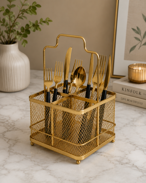 Luxury Golden Cutlery Holder & Utensil Organizer