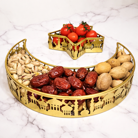 Golden Crescent & Star Decorative Serving Tray