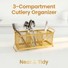 Premium Gold Mesh Cutlery Organizer Basket – Kitchen Spoon & Fork Holder