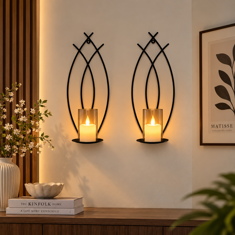 Modern Black Metal Wall Candle Holder – Elegant Decorative Sconce