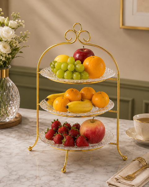 3 Tier Crystal Glass Dessert Serving Stand