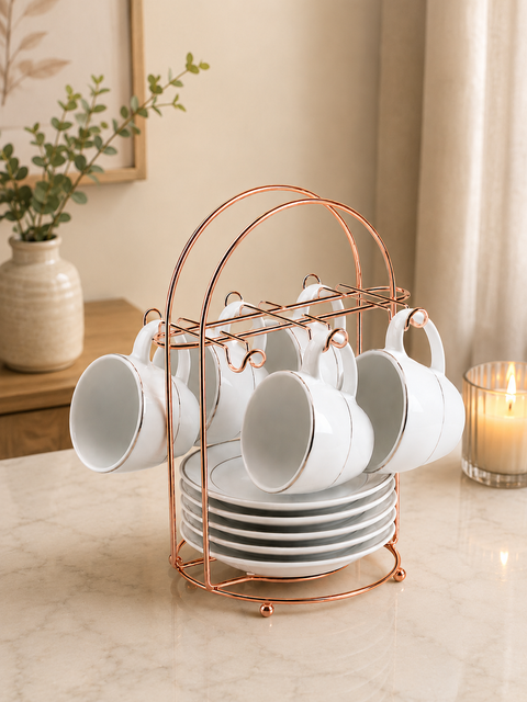Luxury Metal Cup & Saucer Organizer Stand