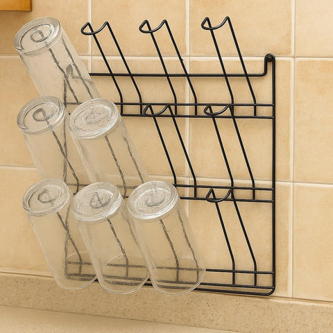 Wall Mounted 12 Glass Holder Rack for Kitchen