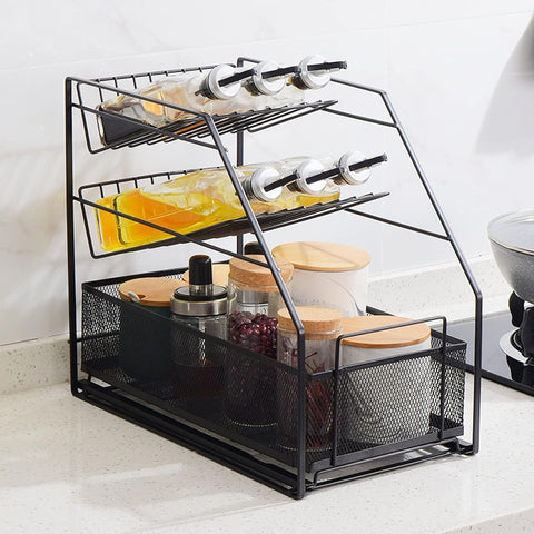 3-Tier Multipurpose Kitchen Organizer Rack – Oil Bottle & Spice Storage