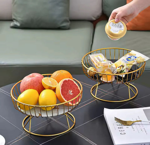 Fruit Basket for Fruits, Snacks (Gold - Black)