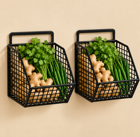 Premium Wall-Mounted Vegetable & Kitchen Storage Basket – Set of 2