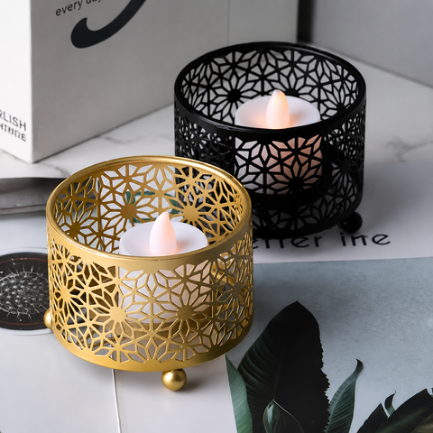 Luxury Geometric Metal Candle Holder – Decorative Tea Light Stand
