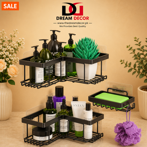 Wall Mounted Corner Bathroom Shelf Organizer (3-in-1 Set)