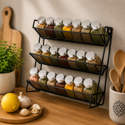 3-Tier Wall Mounted Spice Rack Organizer