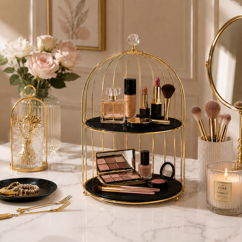 Premium Gold Cosmetic Organizer Rack