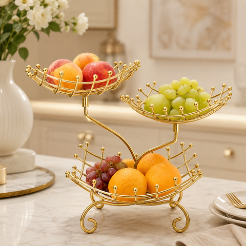 3-Tier Golden Metal Dessert & Snack Serving Stand