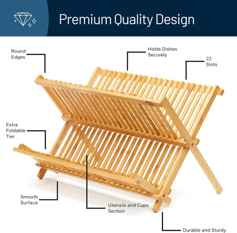 Premium Natural Bamboo Dish Rack