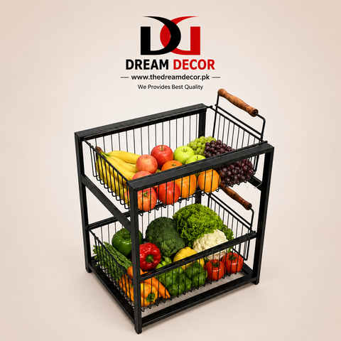 Metal Fruit & Vegetable Storage Basket Rack