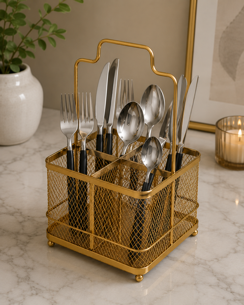 Luxury Golden Cutlery Holder & Utensil Organizer
