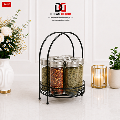 Round Metal Spice Rack Stand – Durable Countertop Organizer