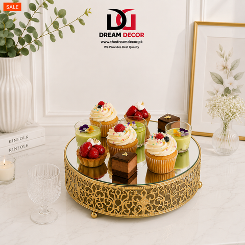 Round Cake Stand Pastry Stand Cupcake Display Tray Golden