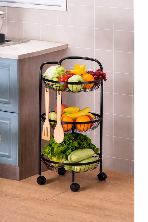 4-Tier Metal Fruit & Vegetable Storage Trolley (With Wheels)