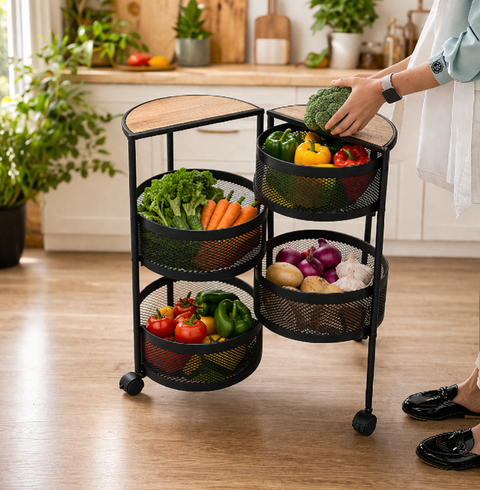 Modern 4-Tier Rolling Storage Trolley