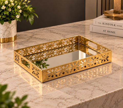 CNC Golden Mirrored Serving Tray