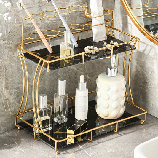 2 Tier Bathroom Vanity Organizer Makeup Shelf Bathroom Organizer