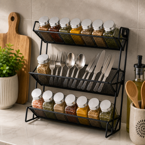 3-Tier Wall Mounted Spice Rack Organizer