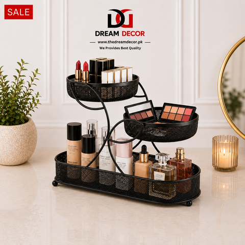 Metal Mesh Makeup Organizer & Cosmetic Storage Stand