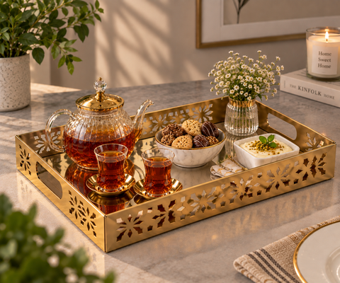CNC Golden Mirrored Serving Tray