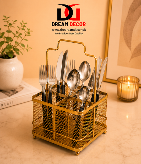 Luxury Golden Cutlery Holder & Utensil Organizer