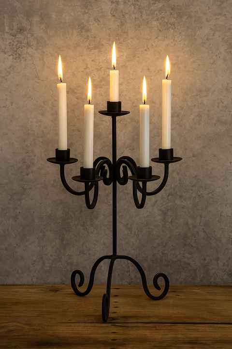 Elegant 5-Arm Metal Candle Holder