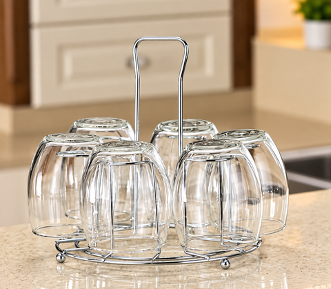 Premium 6-Glass Holder & Storage Rack