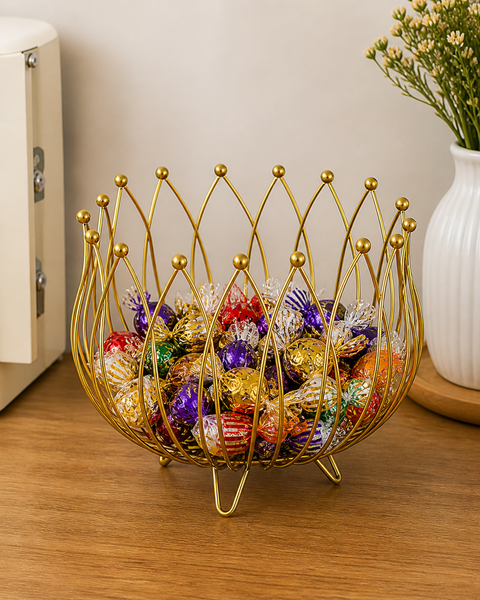Geometric Metal Wire Fruit Basket