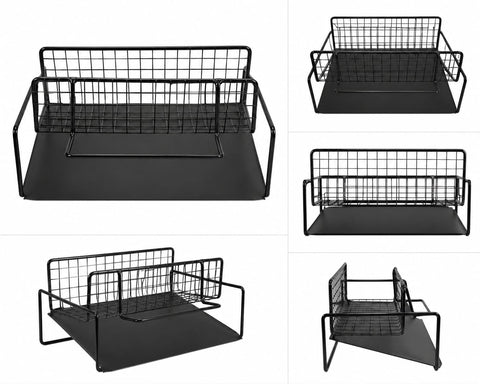 Premium Black Metal Sink Organizer & Cleaning Rack