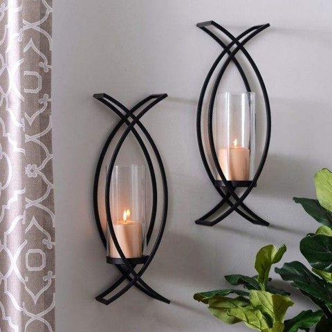 Modern Black Metal Wall Candle Holder – Elegant Decorative Sconce