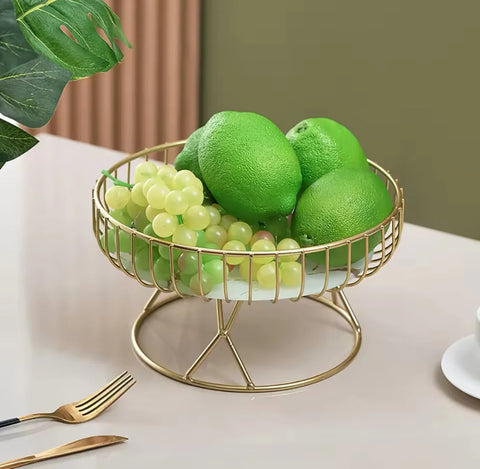 Fruit Basket for Fruits, Snacks (Gold - Black)