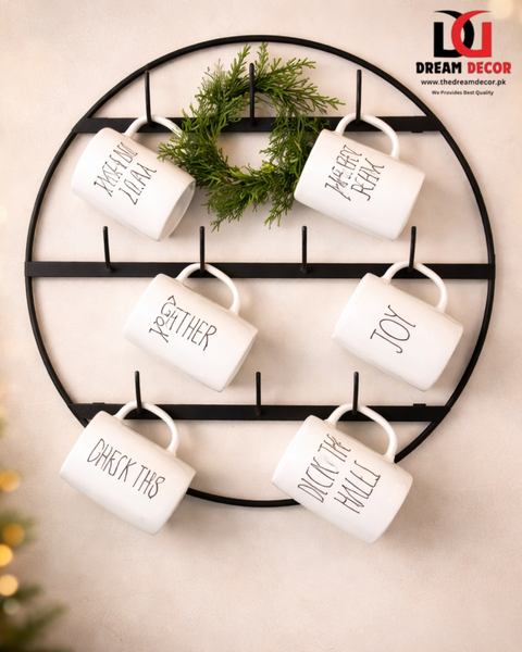 Wall Mounted cup Holder Rack with 10 Hooks