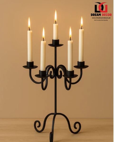 Elegant 5-Arm Metal Candle Holder