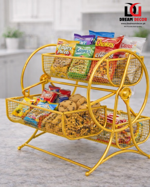 Wheel-Design Metal Fruit & Vegetable Basket