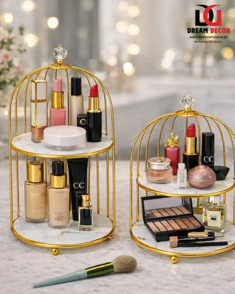 Luxury Golden Cage Makeup & Perfume Organizer