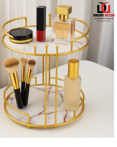 Multipurpose Luxury 2-Tier Golden makeup  Stand