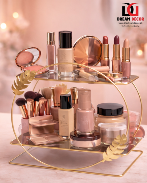 Luxury Golden Two-Tier Makeup & Perfume Organizer