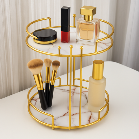 Multipurpose Luxury 2-Tier Golden makeup  Stand