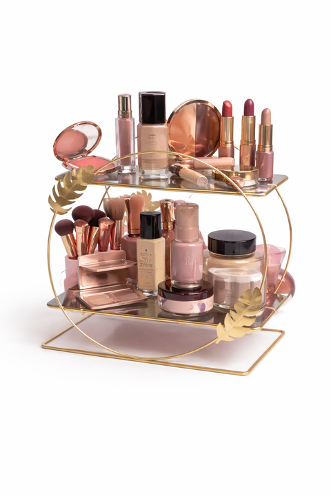 Luxury Golden Two-Tier Makeup & Perfume Organizer