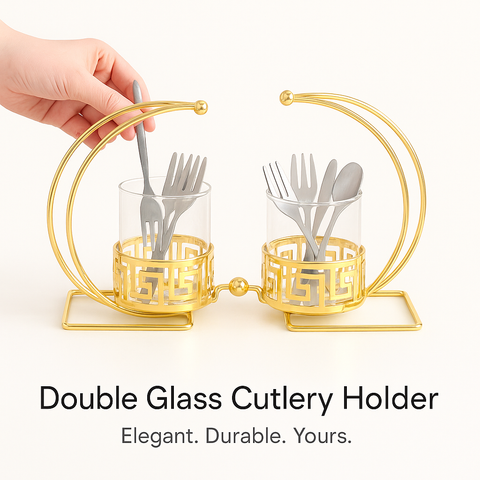 Elegant Golden Spoon Holder with Glass Container