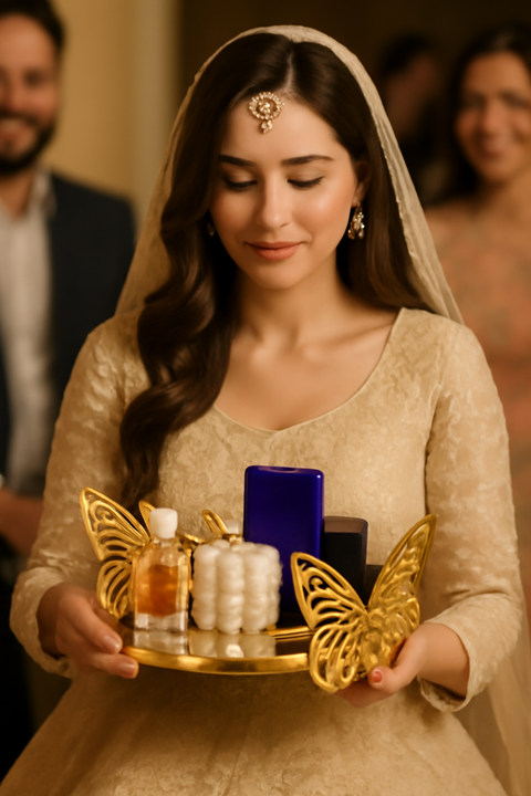 Engagement Ceremony Decorative Tray with Butterfly Accents