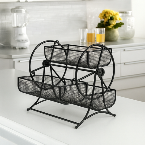 Wheel-Design Metal Fruit & Vegetable Basket