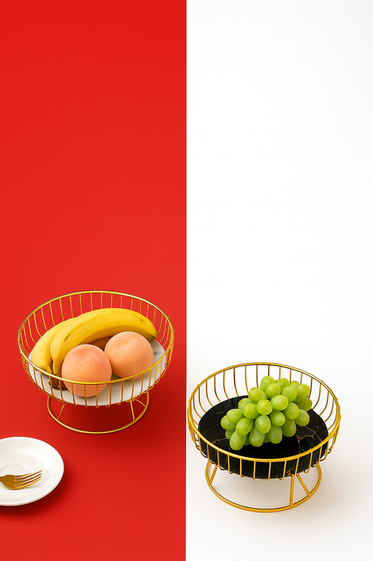 Fruit Basket for Fruits, Snacks (Gold - Black)