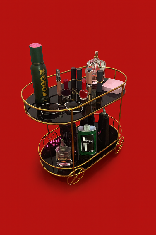 2tier trolly shaped Cosmetic Or Serving rack