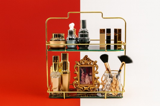 2 Tier Bathroom Organizer Cosmetic Storage Shelf for Dresser and Countertop