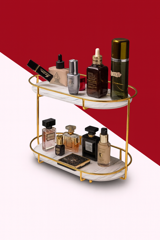 2 Tier Oval Shaped Cosmetic Rack Stand for Storage