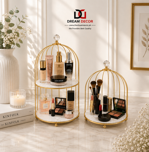 Luxury Golden Cage Makeup & Perfume Organizer